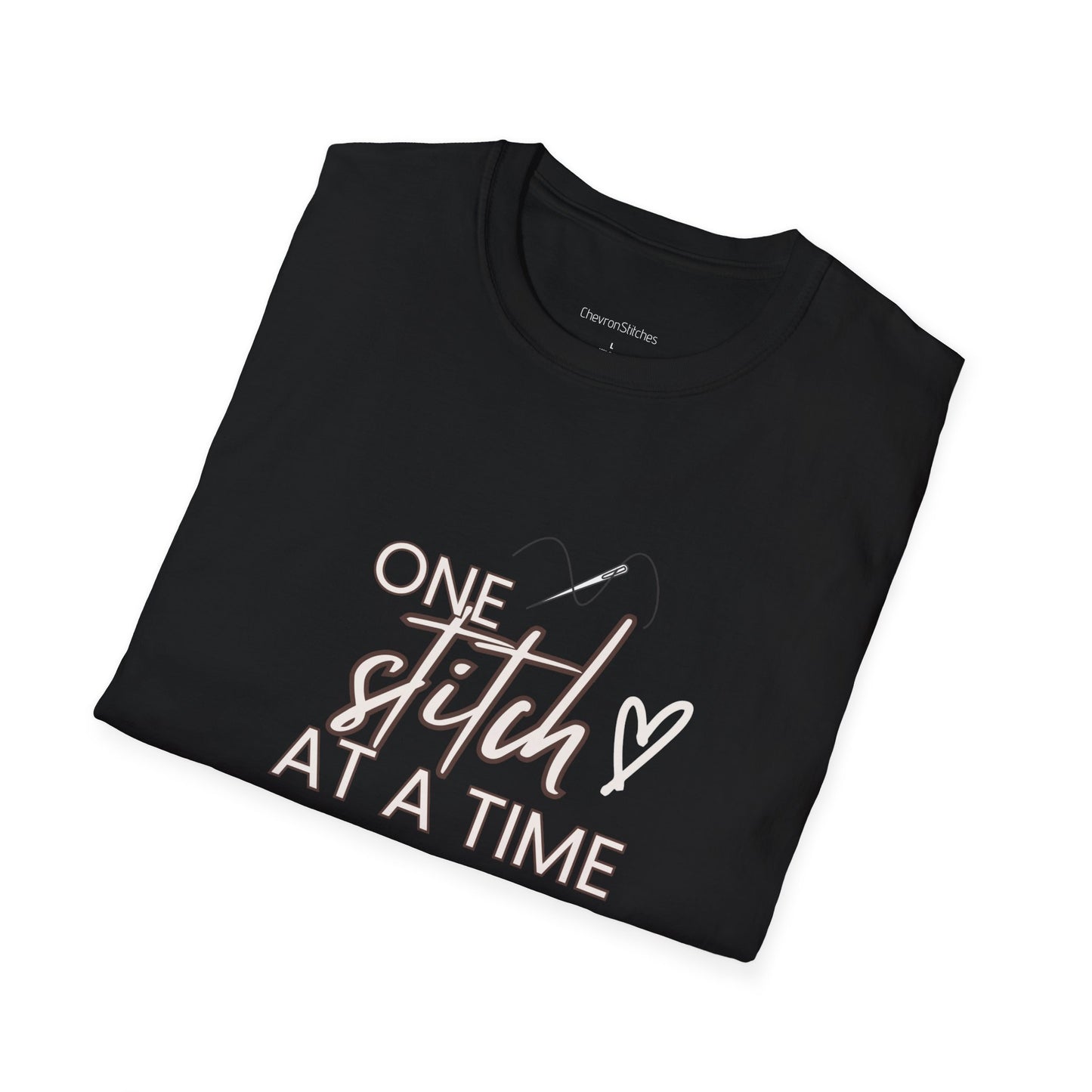 One Stitch at a Time Unisex Softstyle T-Shirt - Perfect for Crafters, Sewists, Quilters, Cross Stitch, Embroidery