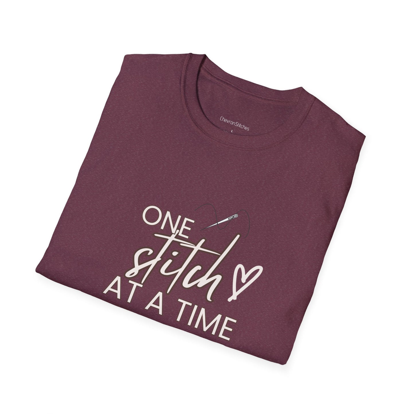 One Stitch at a Time Unisex Softstyle T-Shirt - Perfect for Crafters, Sewists, Quilters, Cross Stitch, Embroidery
