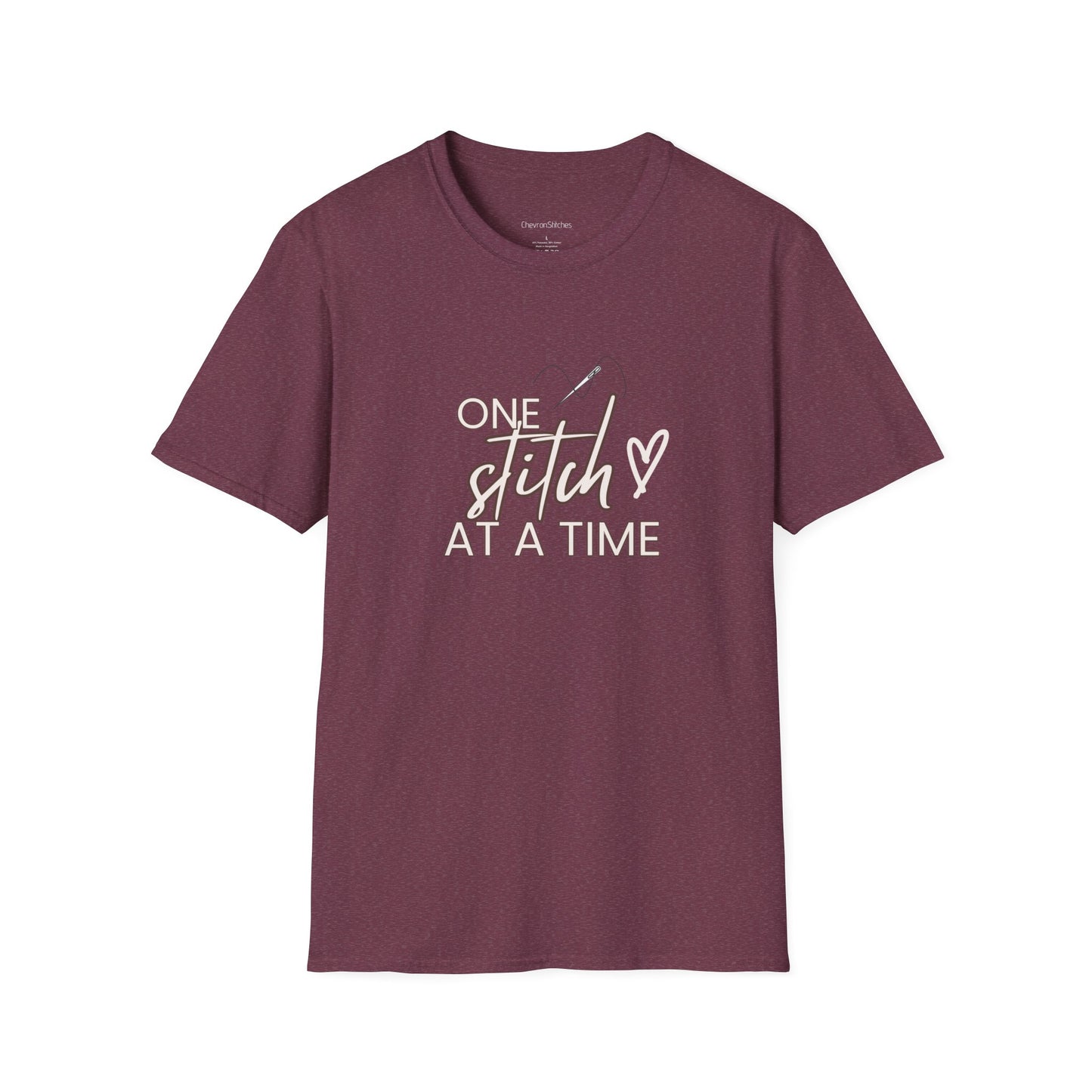 One Stitch at a Time Unisex Softstyle T-Shirt - Perfect for Crafters, Sewists, Quilters, Cross Stitch, Embroidery