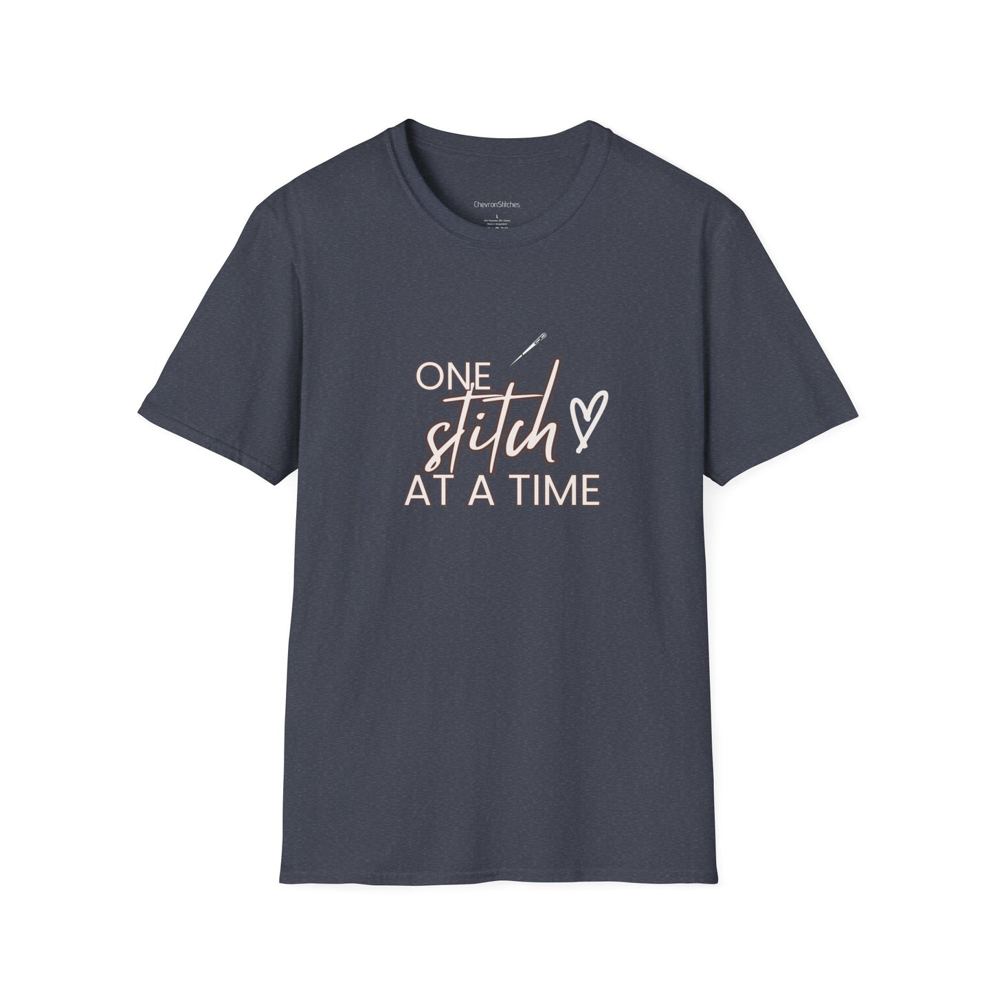 One Stitch at a Time Unisex Softstyle T-Shirt - Perfect for Crafters, Sewists, Quilters, Cross Stitch, Embroidery