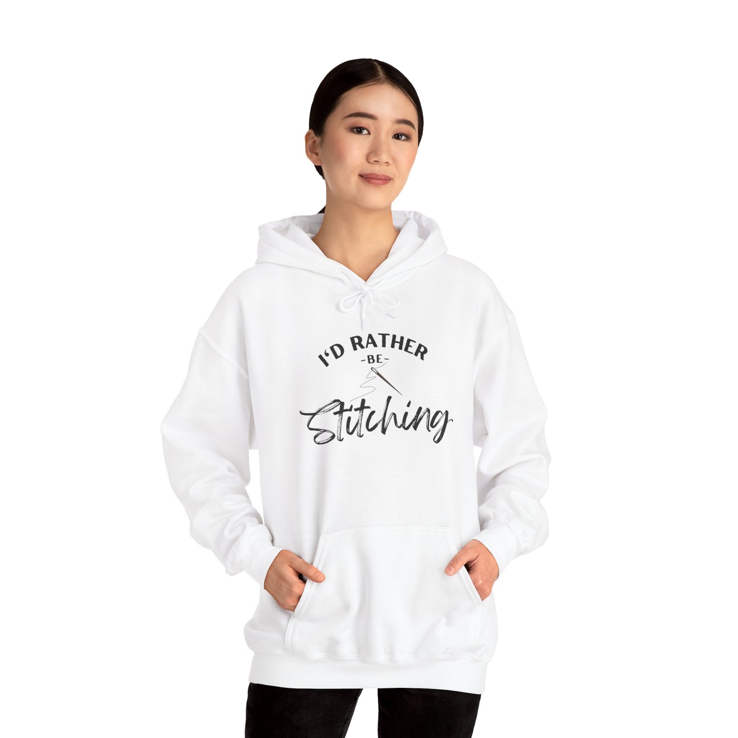 I'd Rather Be Stitching Hoodie, Unisex Sweatshirt for Crafters, Cozy Gift for Stitching Lovers, Sewists, Quilters, Cross Stitch, Embroidery, Ideal for Cozy Crafting Days