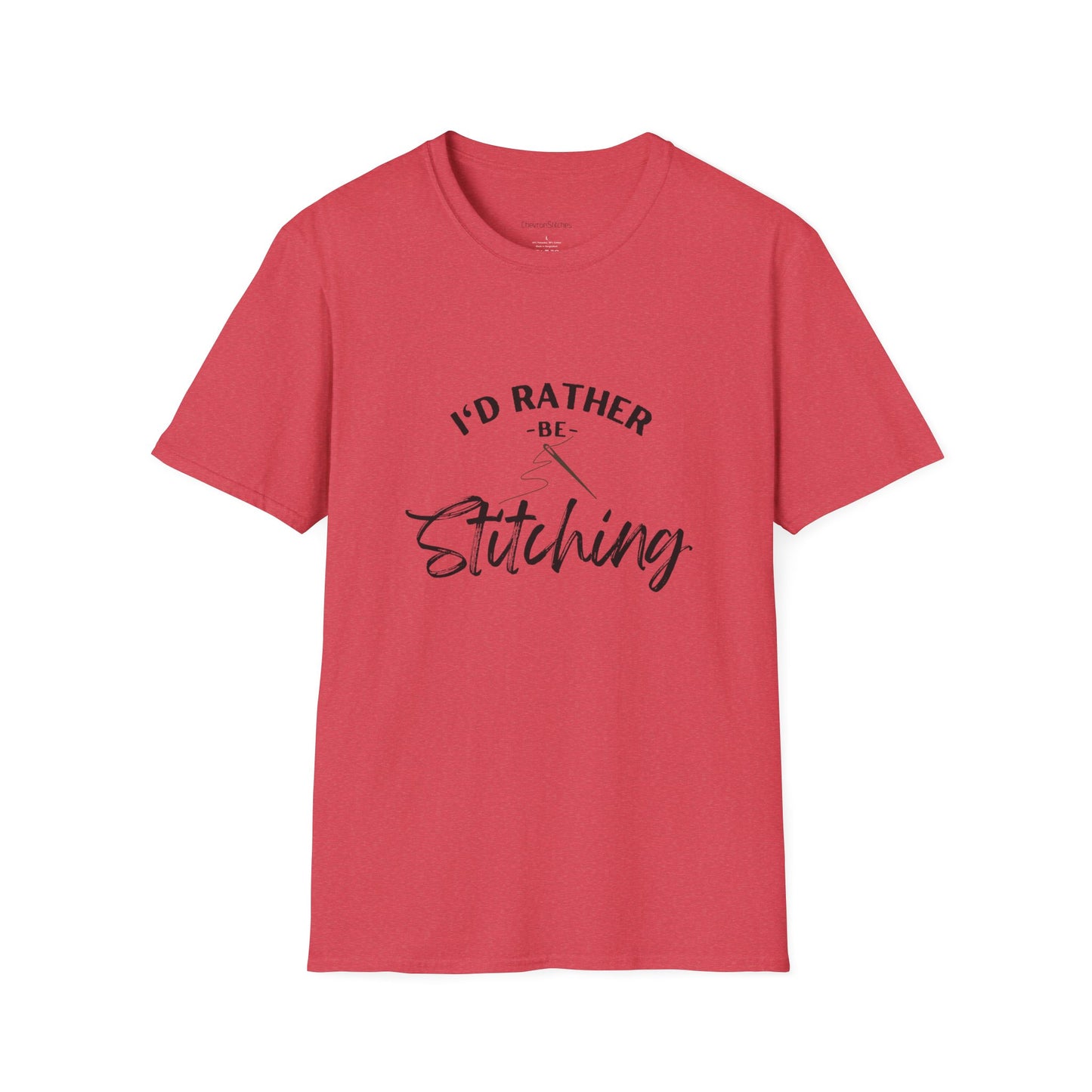 I'd Rather Be Stitching T-Shirt | Unisex Softstyle Tee for Crafters, Gift for Sewing Enthusiasts, Crafters, Quilters, Cross Stitchers, Embroidery