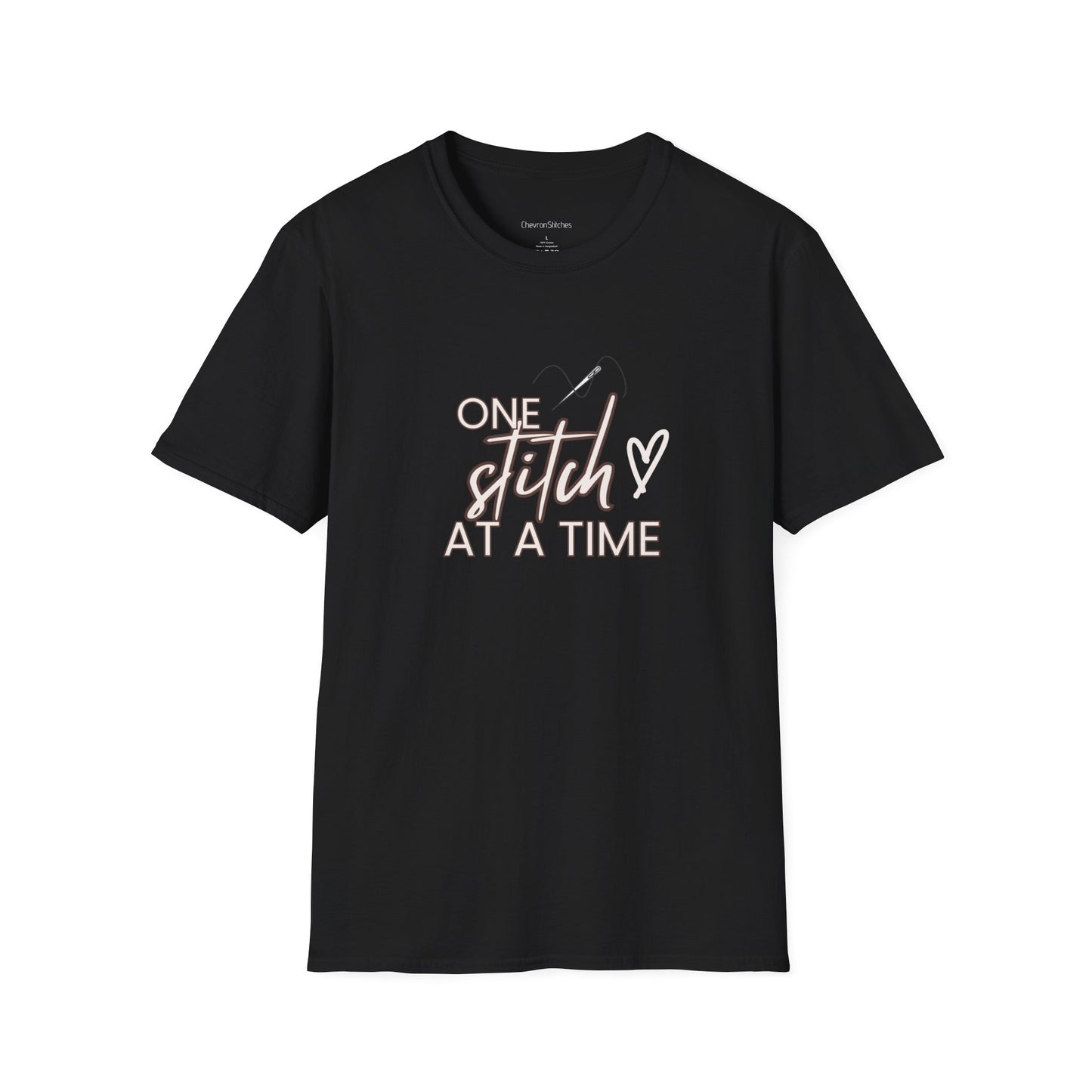One Stitch at a Time Unisex Softstyle T-Shirt - Perfect for Crafters, Sewists, Quilters, Cross Stitch, Embroidery