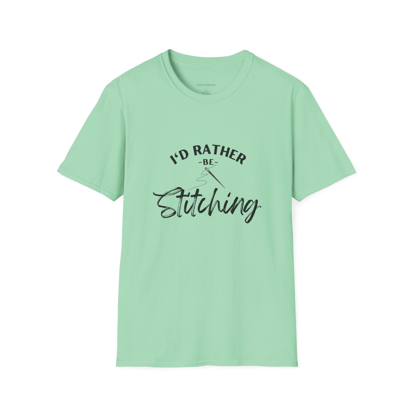 I'd Rather Be Stitching T-Shirt | Unisex Softstyle Tee for Crafters, Gift for Sewing Enthusiasts, Crafters, Quilters, Cross Stitchers, Embroidery