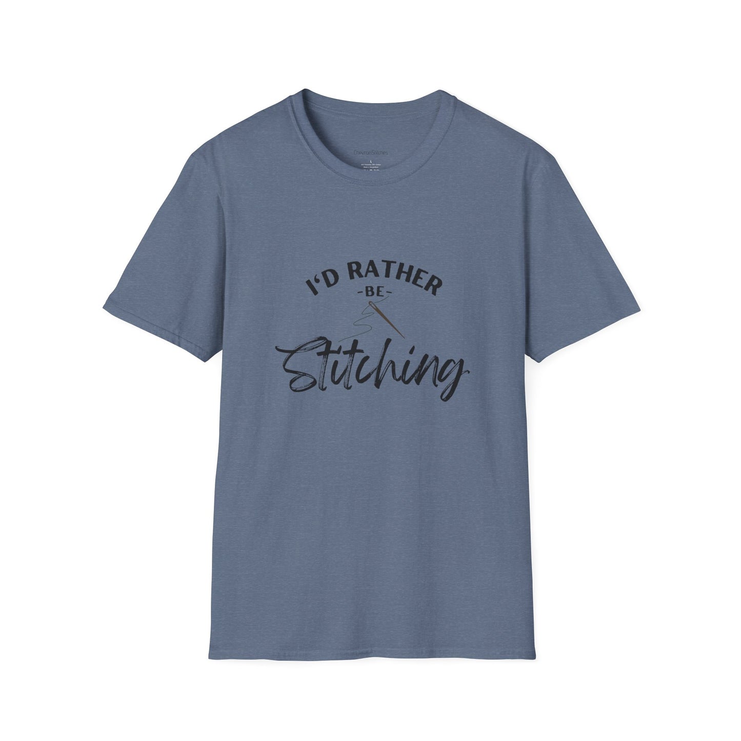 I'd Rather Be Stitching T-Shirt | Unisex Softstyle Tee for Crafters, Gift for Sewing Enthusiasts, Crafters, Quilters, Cross Stitchers, Embroidery