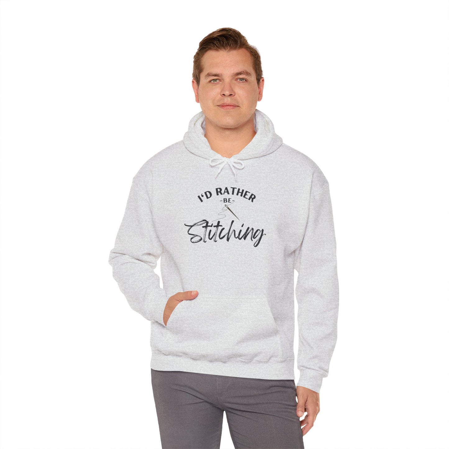 I'd Rather Be Stitching Hoodie, Unisex Sweatshirt for Crafters, Cozy Gift for Stitching Lovers, Sewists, Quilters, Cross Stitch, Embroidery, Ideal for Cozy Crafting Days