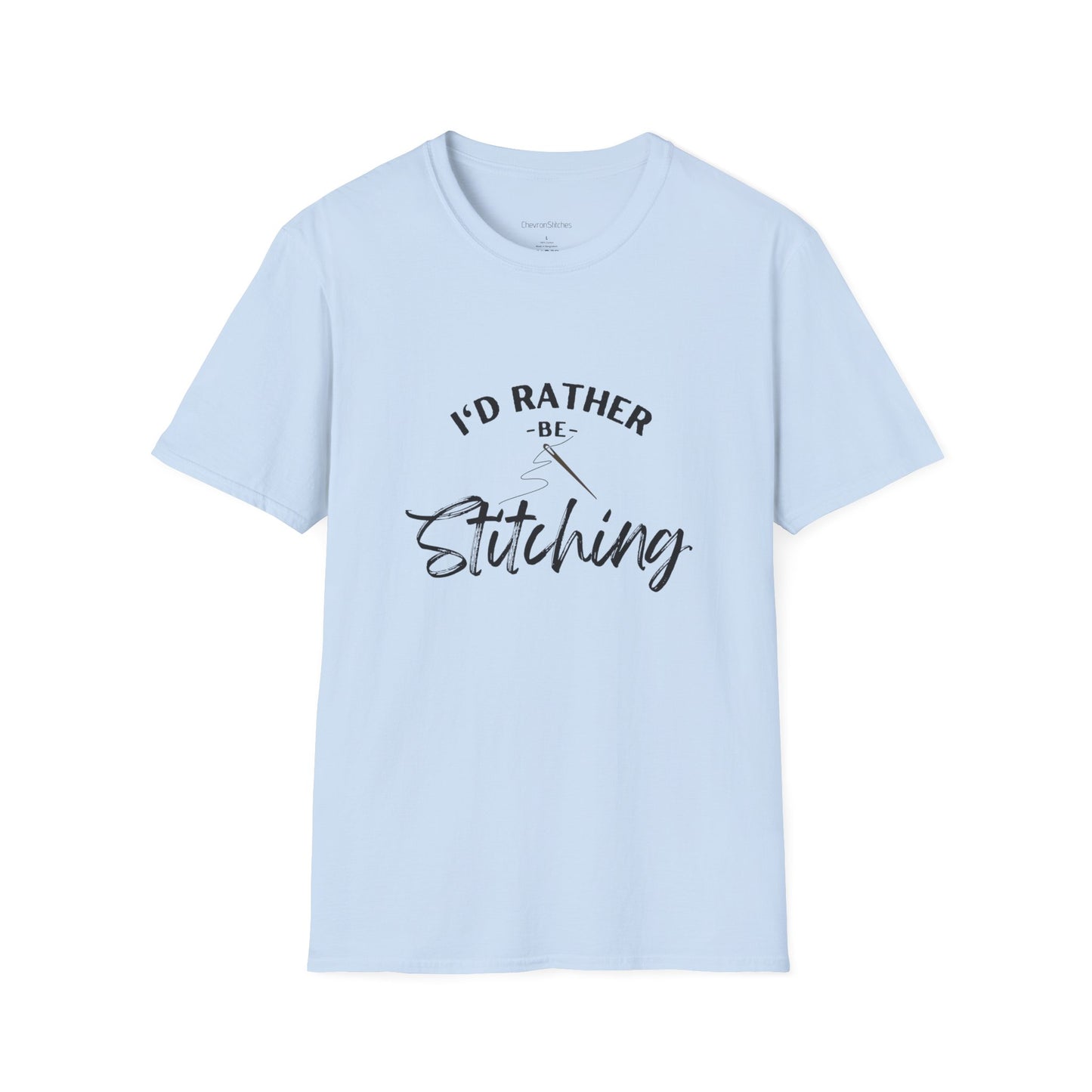 I'd Rather Be Stitching T-Shirt | Unisex Softstyle Tee for Crafters, Gift for Sewing Enthusiasts, Crafters, Quilters, Cross Stitchers, Embroidery