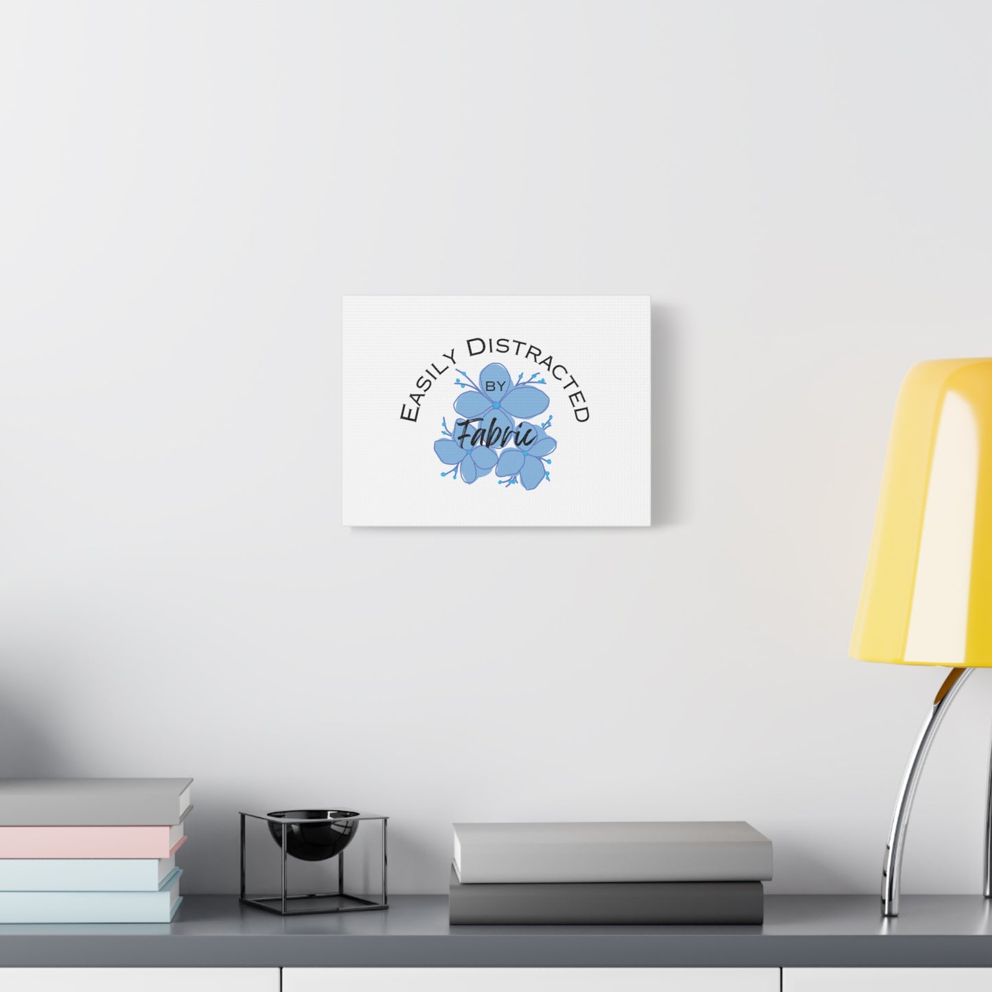 Canvas Wall Art, Craft Room Wall Hanging, Blue Flower Design, Perfect for Crafters, Quilters, Sewists