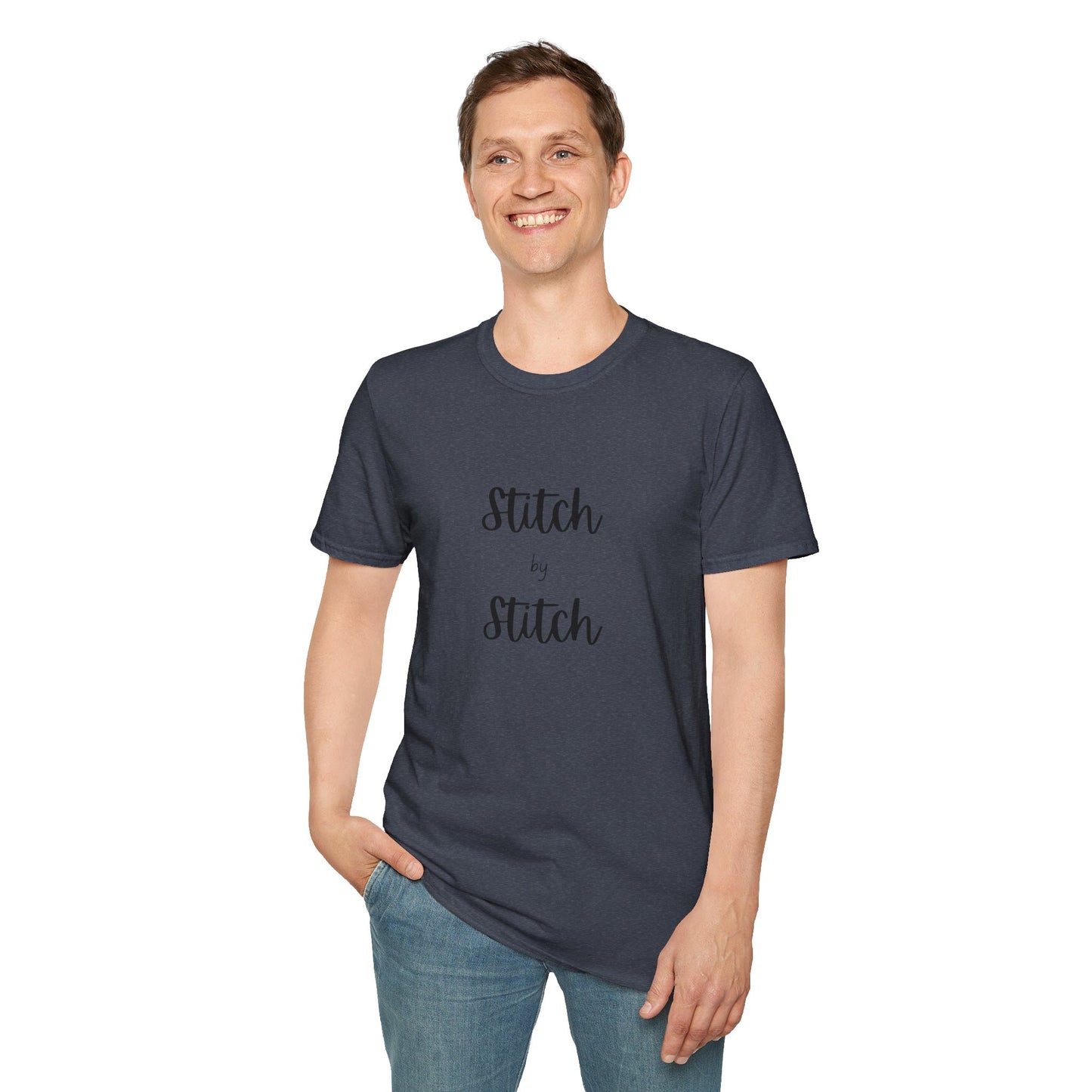 Stitch by Stitch Unisex Softstyle T-Shirt - Perfect for Crafters, Sewists, Quilters, Cross Stitch, Embroidery