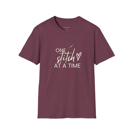 One Stitch at a Time Unisex Softstyle T-Shirt - Perfect for Crafters, Sewists, Quilters, Cross Stitch, Embroidery