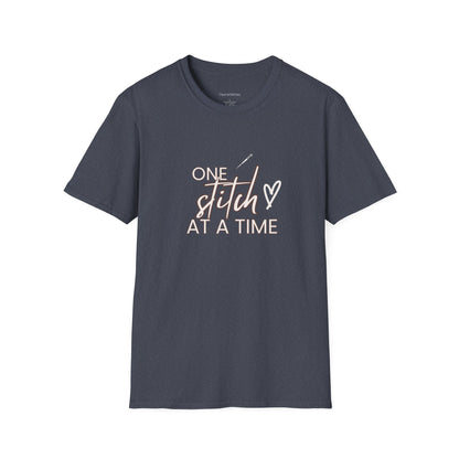 One Stitch at a Time Unisex Softstyle T-Shirt - Perfect for Crafters, Sewists, Quilters, Cross Stitch, Embroidery