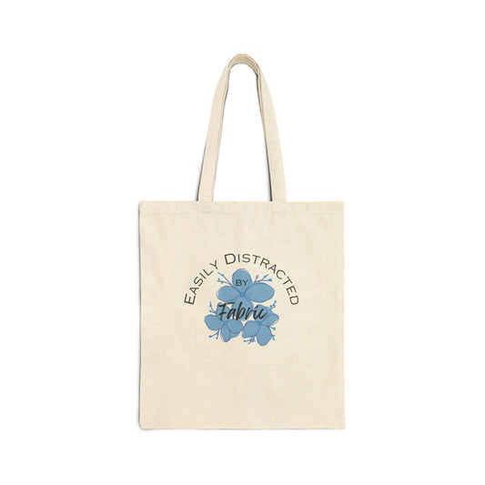 Easily Distracted by Fabric Tote Bag, Eco-Friendly Shopping Bag, Gift for Sewing, Quilting, Crafting Lovers, Unique Crafty Gift