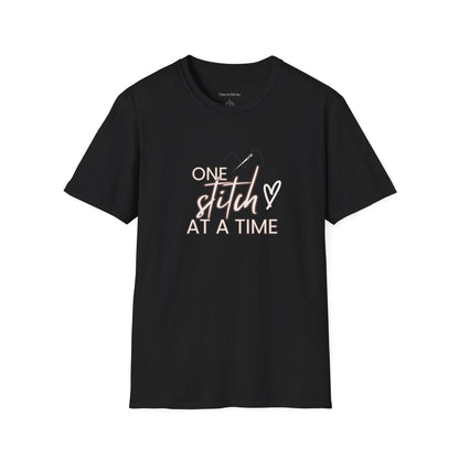 One Stitch at a Time Unisex Softstyle T-Shirt - Perfect for Crafters, Sewists, Quilters, Cross Stitch, Embroidery