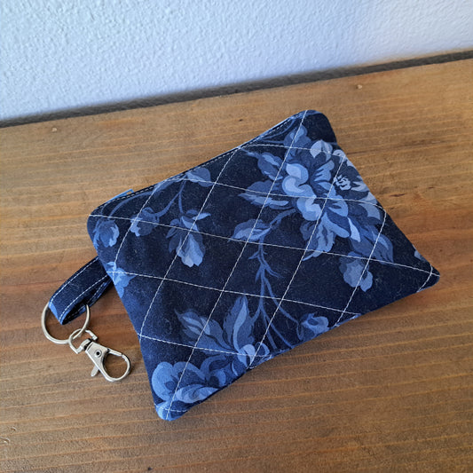 Navy Floral Keychain Wallet