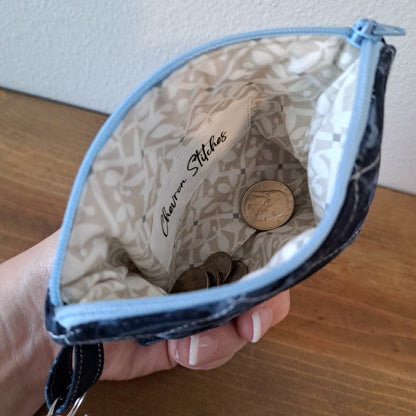 Navy Floral Keychain Wallet
