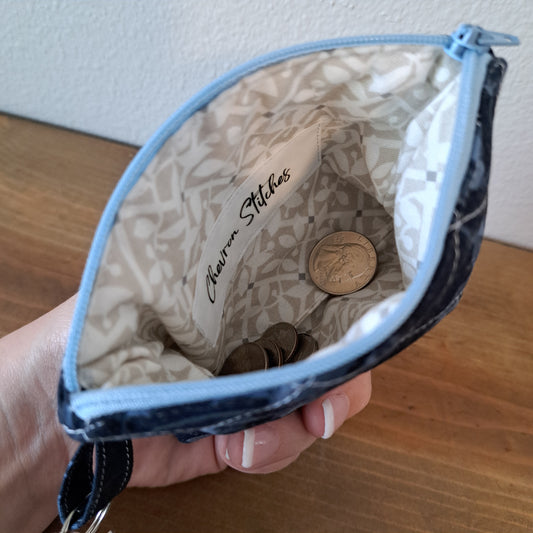 Navy Floral Keychain Wallet