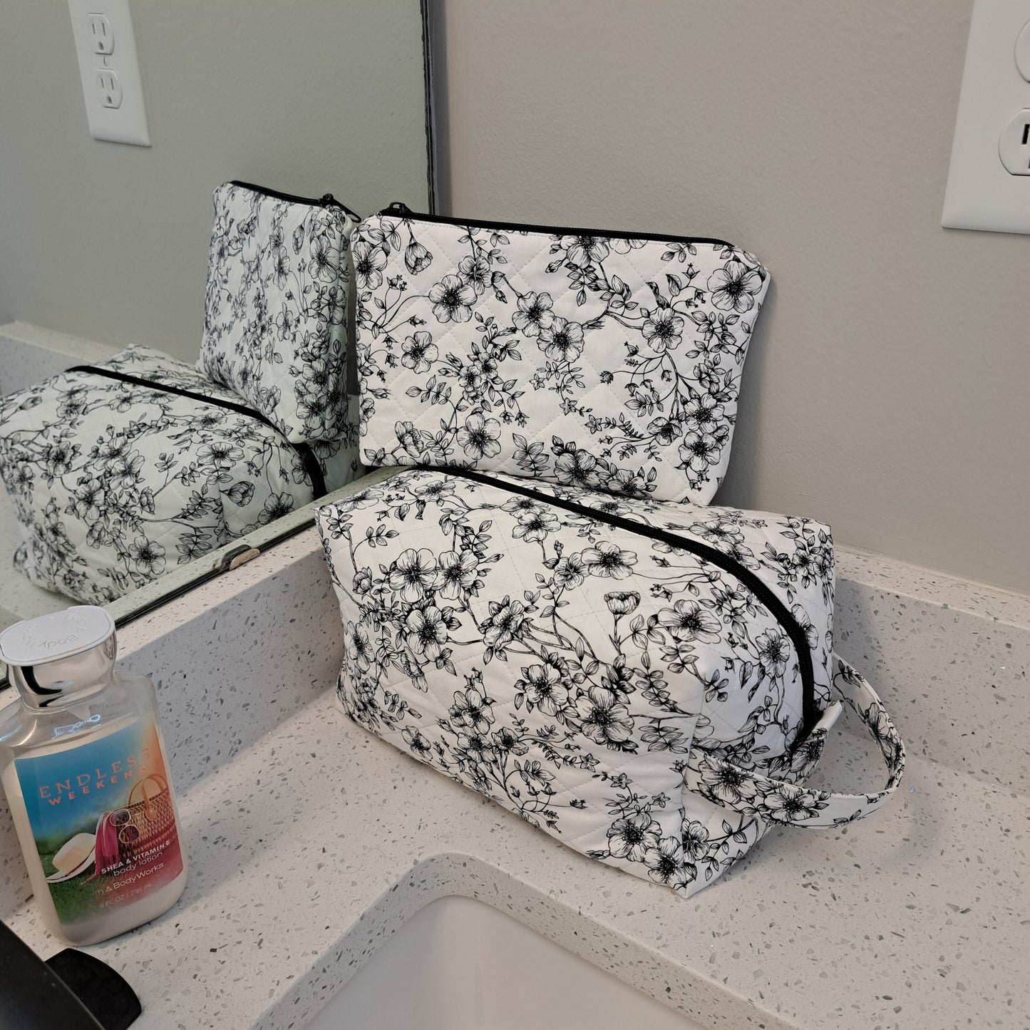 Angel XL Cosmetic Bag - Black Flowers