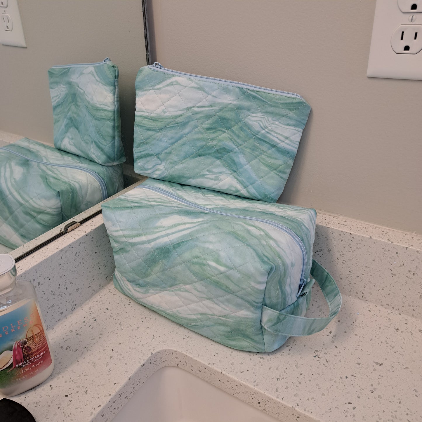 Angel XL Cosmetic Bag - Blue & Green Watercolor
