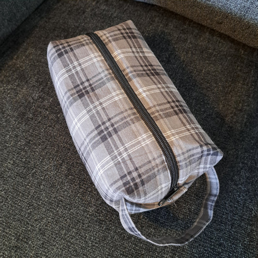 Black Plaid Toiletry Bag - Large