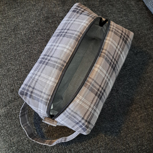 Black Plaid Toiletry Bag - Large