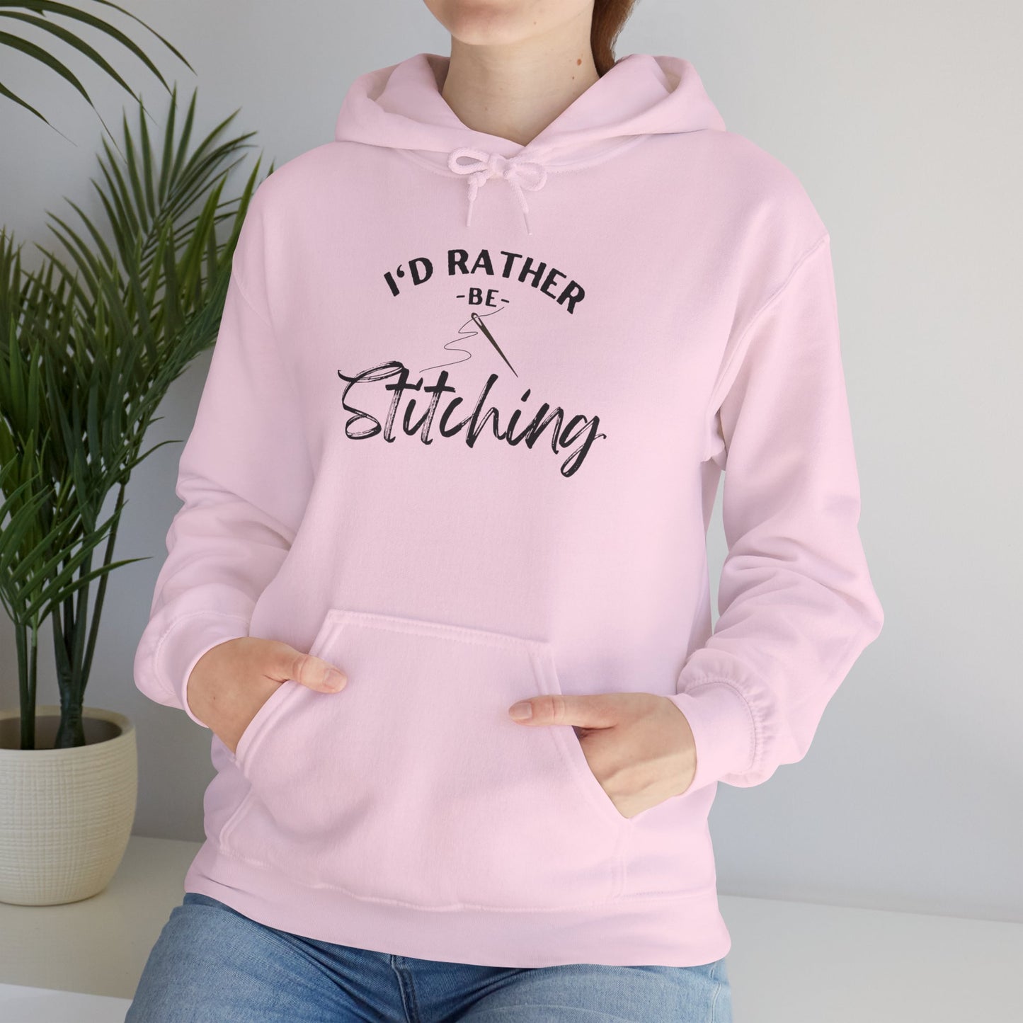 I'd Rather Be Stitching Hoodie, Unisex Sweatshirt for Crafters, Cozy Gift for Stitching Lovers, Sewists, Quilters, Cross Stitch, Embroidery, Ideal for Cozy Crafting Days